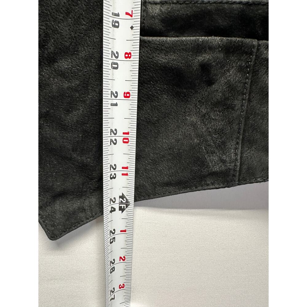 Vintage Black Leather Western Vest XL 🤠 Grunge Rock Worn Patina Y2K Biker Style - Picture 6 of 7